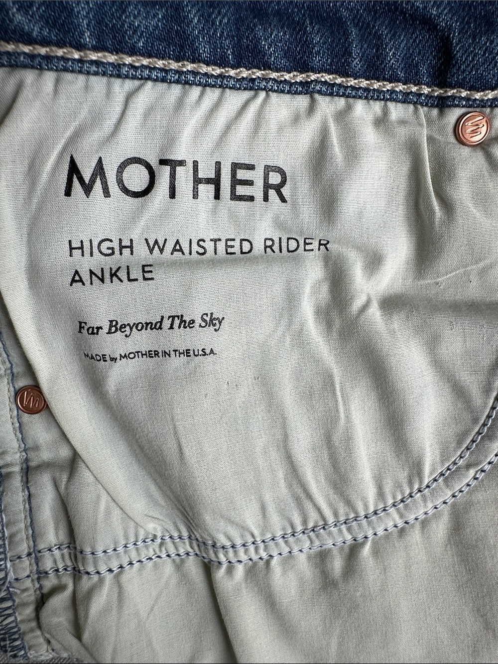 MOTHER Blue High-Rise Frayed Hem Denim Shorts - Picture 8 of 8